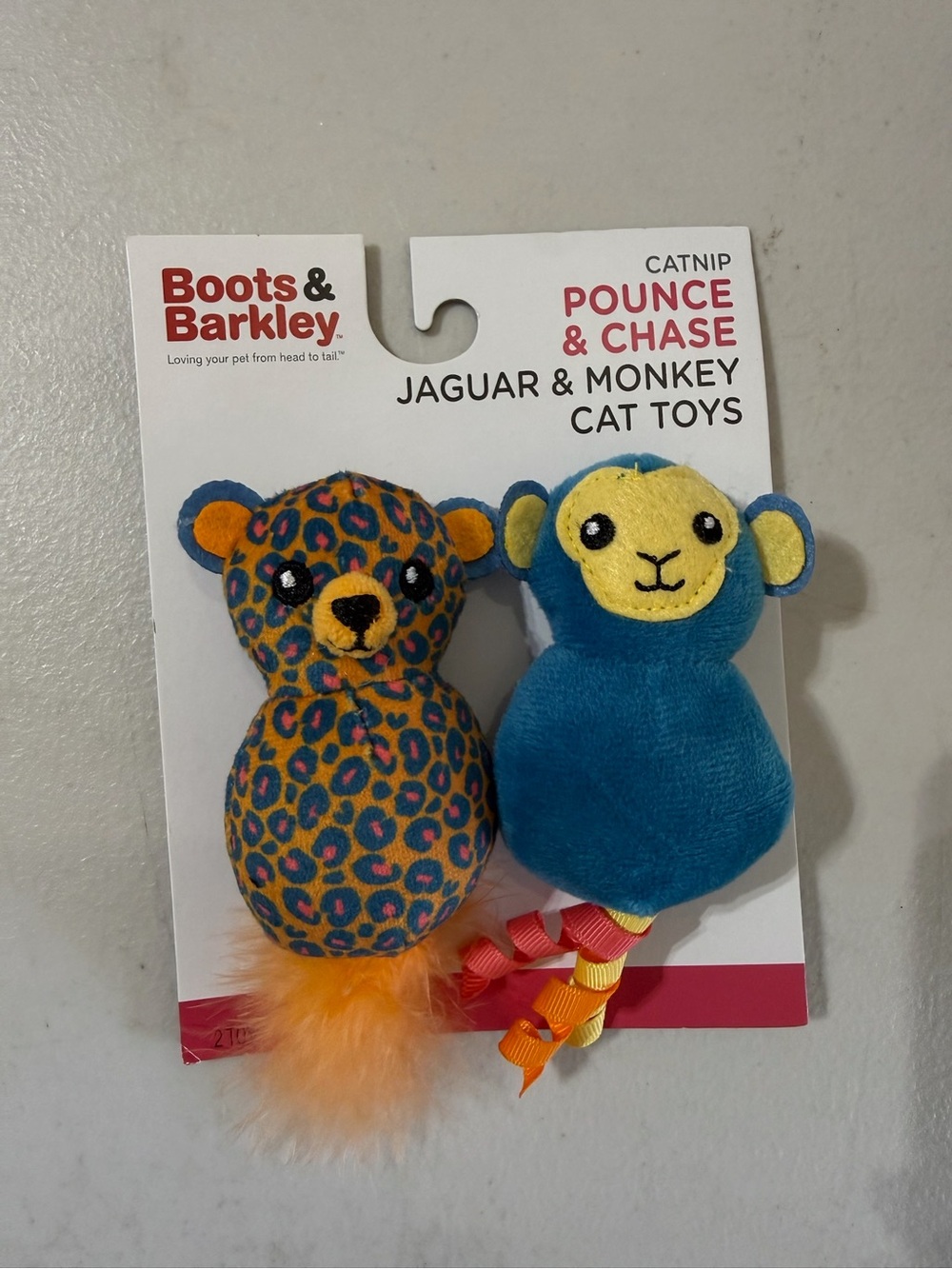 BNWT Target Boots & Barkley Blue Monkey & Orange Leopard Jaguar Catnip Toys